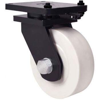 Rueda Alex Serie HLR-NF Giratoria con Platina y Bloqueo Direccional, Rueda Giratoria Placa Mecánica Diámetro 10 cm, Rodamiento de Bolas, Fabricada en Nylon Fundido