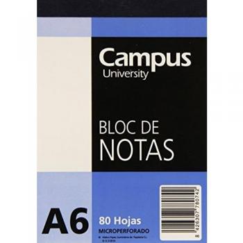 Campus University 001115-047 - Bloc de notas perforado liso, A6, 10 unidades