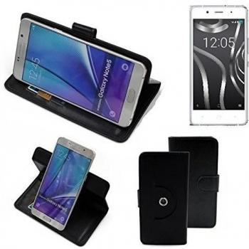 360° Funda Smartphone para BQ Aquaris X5 Plus, negro | Función de stand Caso Monedero BookStyle mejor precio, mejor funcionamiento - K-S-Trade