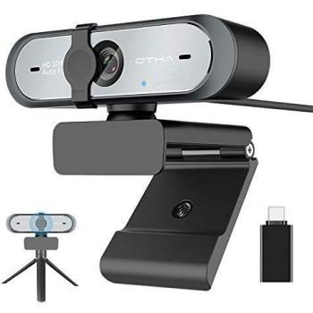 60FPS Webcam,1080P Streaming Cámara con micrófono Dual y Cubierta,Enfoque automático,USB Webcam con corrección automática de luz para Skype, Video Chat