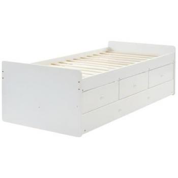 Cama nido TITOUAN con 3 cajones - 90 x 190 cm - MDF y Pino - Blanco