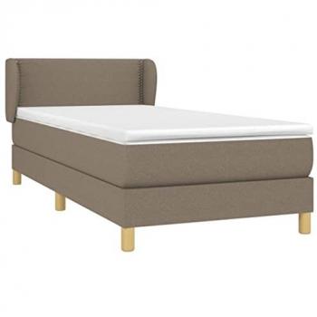 Cama Box Spring con Colchón Tapizado de Tela Gris Taupe 80x200 cm
