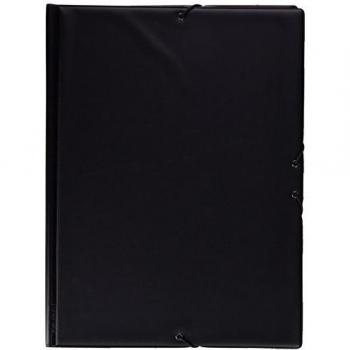 Grafoplas 1220010. Carpeta Escolar Negra de PVC con 3 Solapas y Gomas, Formato 1/4, 245x200mm