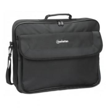 Manhattan Cambridge Laptop Bag 17.3 Clamshell Design Black LOW COST Accessories Pocket Document Compartment on Back Shoulder Strap (removable) Equivalent to Targus CN418EU Notebook Case Three Year Warranty
