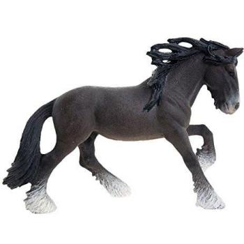 Schleich Schleich-13734 Caballo Semental Shire, Negro, marrón, Color Blanco