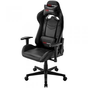 Mars Gaming MGC3BK, Silla Gaming Ergonómica, Cojín Lumbar y Cervical, Negro