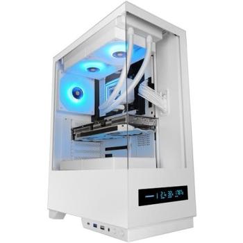 Caja Gaming ATX Mars Gaming MC-Pulsar, Pantalla LCD Frontal en Tiempo Real, Doble Cristal Templado, Sistema de Cableado CABLEHATCH, Refrigeración Líquida hasta 240mm, Blanco