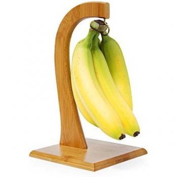 Frutero de Bambú SHELDON con Soporte para Plátanos y Sujeción para Uvas y Tomates, 28,5 x 16 x 16 cm, Estable y Natural