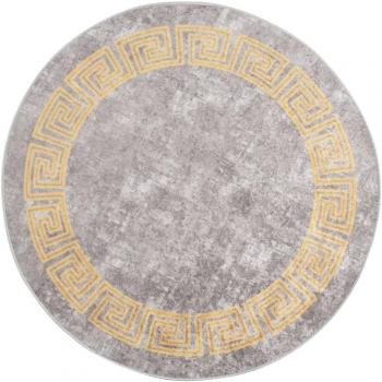 Alfombra de área lavable antideslizante multicolor φ120 cm en colores gris y dorado, beige y dorado, beige y negro - Alfombra de Piso para Sala de Estar, Dormitorio, Habitación, Salón