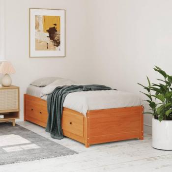 Sofá cama de madera maciza de pino cera marrón 90x190 cm