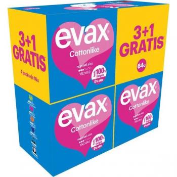 Evax Cottonlike Normal Alas Quatripack 3+1, 64 unidades