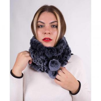 Cuello Gorro Rex Sofisticado y Acogedor en Pelo Natural Transformable en Gorro Azul