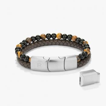 Radiant - Pulsera de hombre Cande de acero marrón, acero inoxidable, color marrón, diseño moderno y elegante
