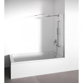 Mampara de Bañera Frontal Fija - Cristal Templado 6 mm Antical - Transparente - Perfilería Negra Mate o Plata Brillo - Ancho Adaptable 98-100 cm - Alto 145 cm