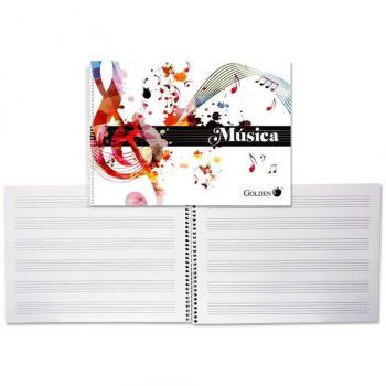 Cuaderno de Música Dorado - 20 Hojas - Interlineado de 3mm - Papel de 100gr
