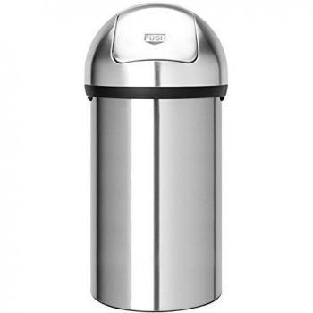Brabantia Push Bin - Cubo de basura, 60 l, tapa oscilante, acero mate