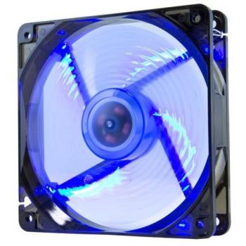 Nox Coolfan -NXCFAN120LBL- Ventilador Caja PC 120mm, 9 aspas traslúcidas, rodamientos larga duración, 4 LEDs, silencioso, conector 3 y 4 pines, color azul - negro