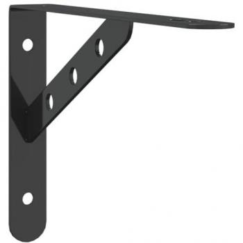 Soportes de estante de pared 4 uds acero inoxidable negro 23,5x2,5x15,5 cm