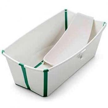 STOKKE® Flexi Bath® - Bañera bebé plegable con asiento para recién nacidos │ Piscina portátil para niños hasta los 4 años - Color: White Aqua