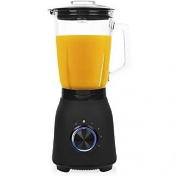 Princess 212092 Batidora de vaso Black Steel - Cuatro ajustes de velocidad - 1,5 L, función de impulso, 6 cuchillas, 1000 W, jarra de cristal, color negro