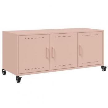 Mueble para TV de acero laminado en frío rosa 100,5x39x43,5 cm