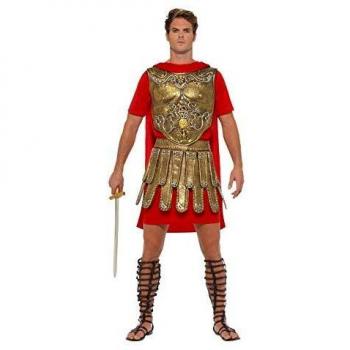 Smiffys Economy Roman Gladiator Costume Disfraz de Gladiador, color oro y rojo, L-Size 42-44