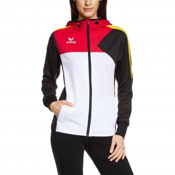Erima Premium One - Chaqueta con capucha, color blanco, negro, rojo y amarillo weiß/schwarz/rot/gelb Talla:46
