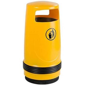Cesto de Basura Exterior 90L, Altura 1000mm, Diámetro 490mm, Color Amarillo