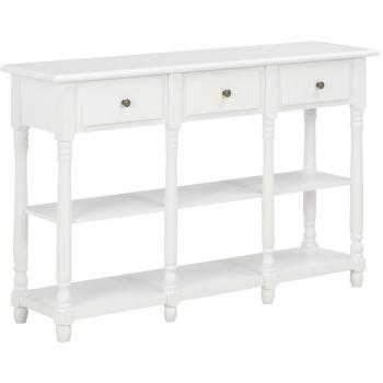 Mesa consola de madera de ingeniería blanca 110x30x76 cm