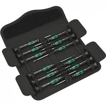 Wera 73675 Kraftform Micro Precision Screwdriver Set, Black/Green, 12 Pieces