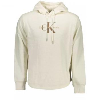 Elegant Beige Cotton Hooded Sweater with Embroidered Logo - Size S