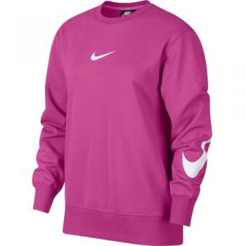 Nike Swoosh Crew Longsleeve Ft Sudadera, Mujer, Active Fuchsia/White, Extra-Large