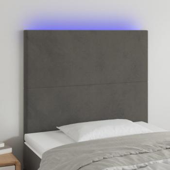 Cabecero LED gris oscuro en terciopelo 100x5x118/128 cm
