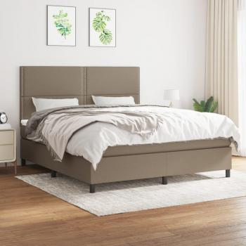 Cama box spring con colchón de Tortera 160x200 cm en tela gris taupe Vidaxl