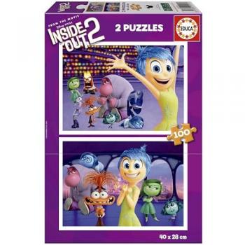 Puzzle 2x100 piezas Inside Out 2 - Educa Borras, incluye dos puzzles de cartón con 100 piezas cada uno, diseñado para niños a partir de 6 años