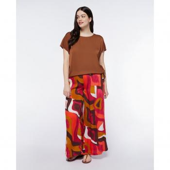 Pantalón palazzo estampado con cintura trasera elástica