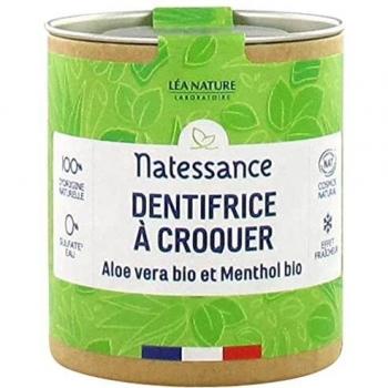 Natessance Chewable Toothpaste Organic Aloe Vera and Organic Menthol 80 Tablets