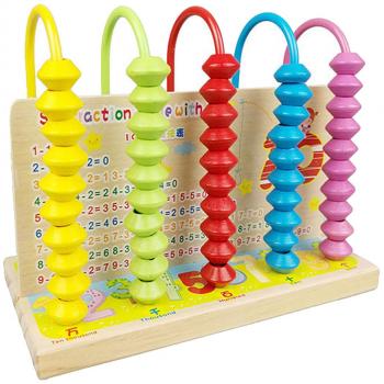 BEETEST Mini Kids madera granos coloridos Junta marco matemático apilamiento ábaco matemáticas habilidades juguete educativo para Más de 3 años los niños