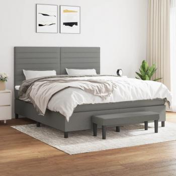 Cama box spring suave con colchón de tela gris oscuro 160x200 cm