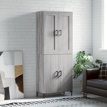 Aparador Alto Moderno de Almacenaje en Madera Contrachapada Grigio Sonoma 69,5x34x180 cm con 2 Puertas y Cajón