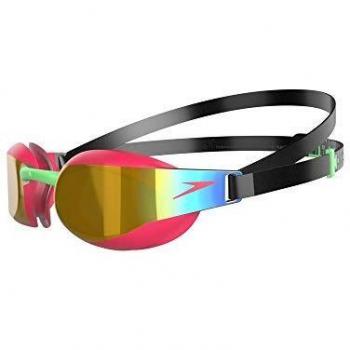 Speedo Gafas Fastskin Elite Mirror junior unisex, Negro/Phoenix Red/Dorado