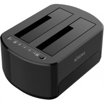 Aisens ASDS-D03B Estación de Docking Doble Bahía para Discos Duros SATA 2.5/3.5 con Función Clone y Conexión USB 3.0/3.1 Gen