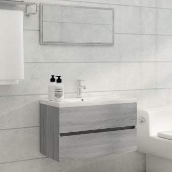 Juego de muebles de baño 2 piezas gris Sonoma madera contrachapada
