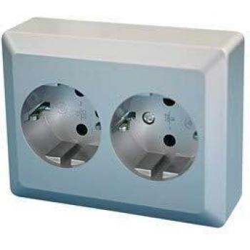 ElectroDH Base Enchufe Doble Empotrar Plata/Gris