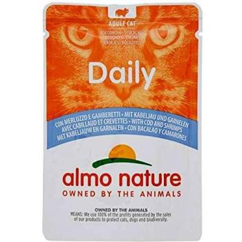 Almo Nature Daily Adult Cat Complete No Gluten Wet Food with Cod and Shrimps -
