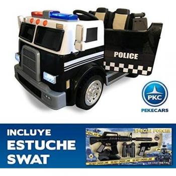 PEKECARS CAMIÓN DE POLICÍA Negro 12V 2.4G 2 PLAZAS + Estuche SWAT