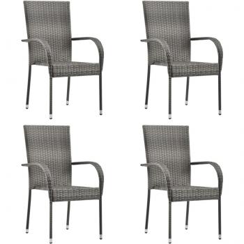 vidaXL Stackable Outdoor Chairs 4 pcs Grey Poly Rattan