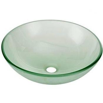 Lavabo redondo de cristal de seguridad escarchado 42 x 42 cm sobre encimera