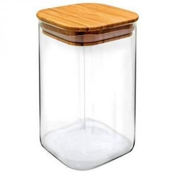 NERTHUS FIH 780 - Tarro de Cristal con Tapa de Bambú, 1100 ml