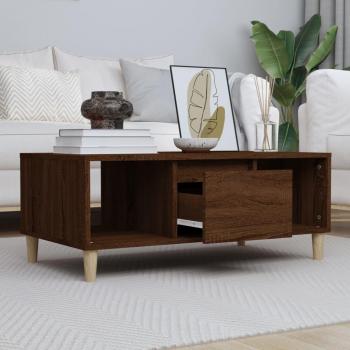Mesa de centro vidaXL madera contrachapada 90x50x36,5 cm Blanco y Negro brillante Mesita de Salón o Comedor o Auxiliar Mesa de Café Meuble Salón Marrón roble